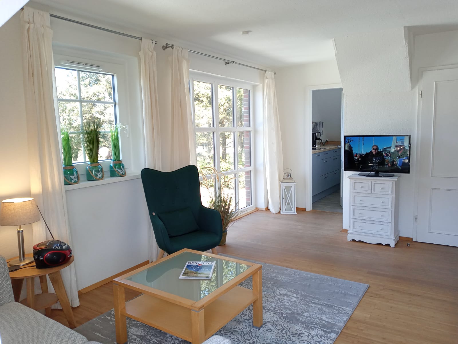 Wohnzimmer in der Ferienwohnung für Zwei in Westerland auf Sylt