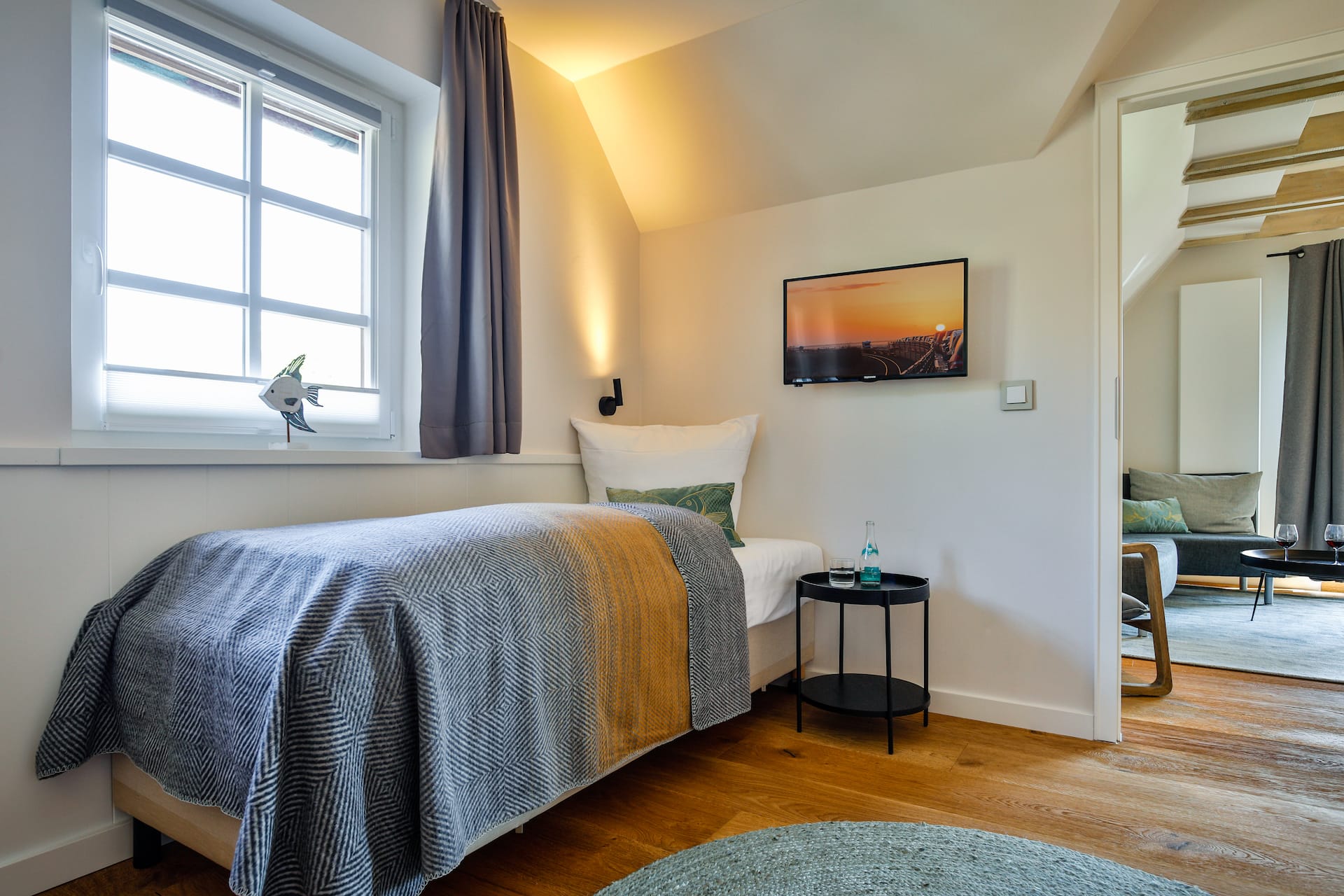 Einzelbett für Kind im Doppelzimmer 7 in Westerland auf Sylt im Hotel Sylter Hahn