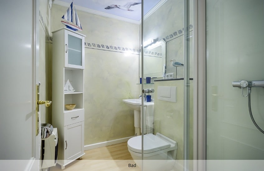 Badezimmer in der Ferienwohnung C1 mit Terrasse in Westerland auf Sylt